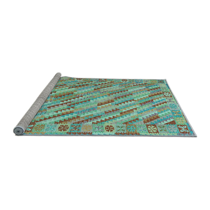 Sideview of Machine Washable Southwestern Light Blue Country Rug, wshcon2210lblu
