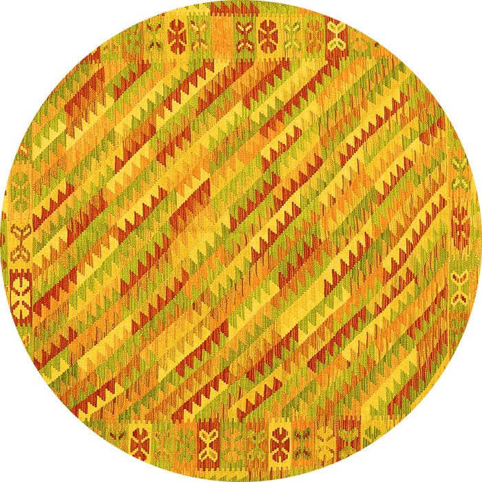 Round Southwestern Yellow Country Rug, con2210yw