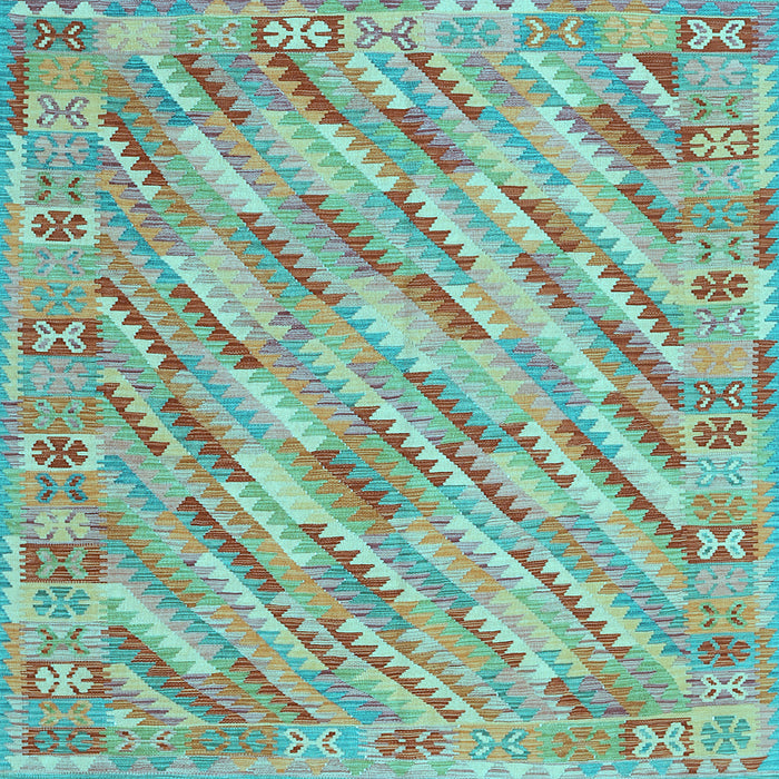 Square Machine Washable Southwestern Light Blue Country Rug, wshcon2210lblu