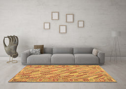 Machine Washable Southwestern Brown Country Rug in a Living Room,, wshcon2210brn