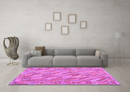 Machine Washable Southwestern Purple Country Area Rugs in a Living Room, wshcon2210pur