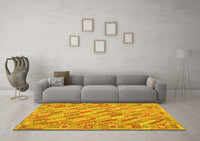 Machine Washable Southwestern Yellow Country Rug, wshcon2210yw