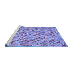 Sideview of Machine Washable Southwestern Blue Country Rug, wshcon2210blu