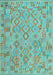 Machine Washable Southwestern Light Blue Country Rug, wshcon2211lblu