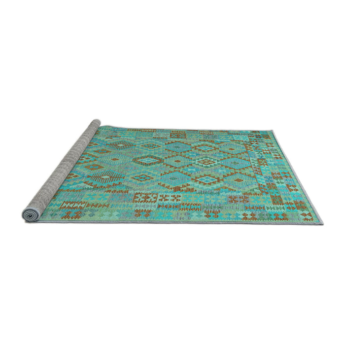 Sideview of Machine Washable Southwestern Light Blue Country Rug, wshcon2211lblu