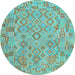 Round Southwestern Light Blue Country Rug, con2211lblu