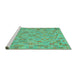 Sideview of Machine Washable Southwestern Turquoise Country Area Rugs, wshcon2211turq