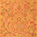 Round Machine Washable Southwestern Orange Country Area Rugs, wshcon2211org