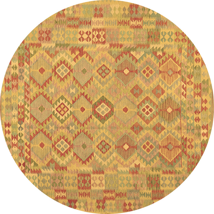 Round Southwestern Brown Country Rug, con2211brn