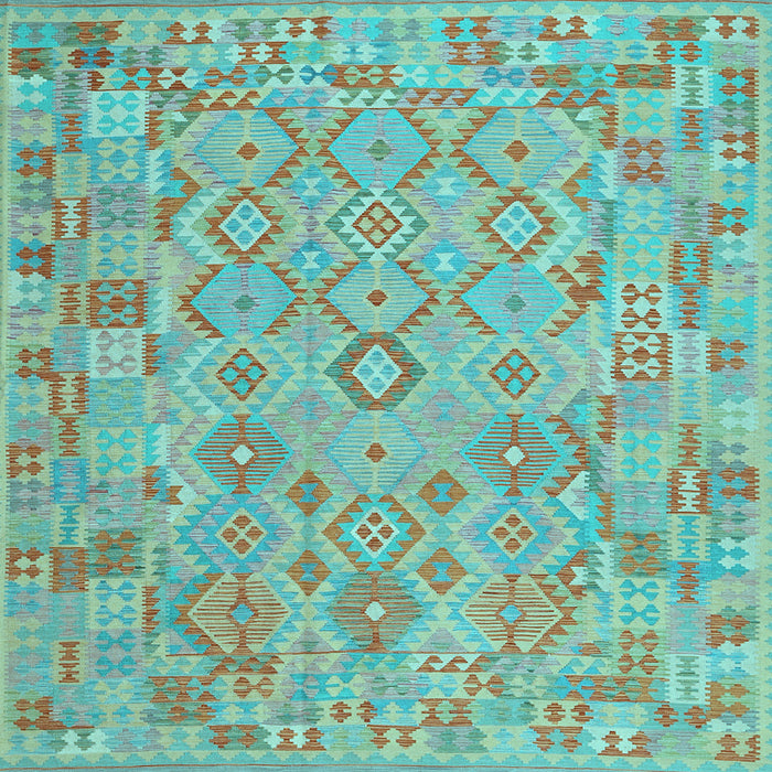 Square Southwestern Light Blue Country Rug, con2211lblu