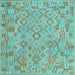 Square Southwestern Light Blue Country Rug, con2211lblu