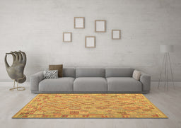 Machine Washable Southwestern Brown Country Rug in a Living Room,, wshcon2211brn