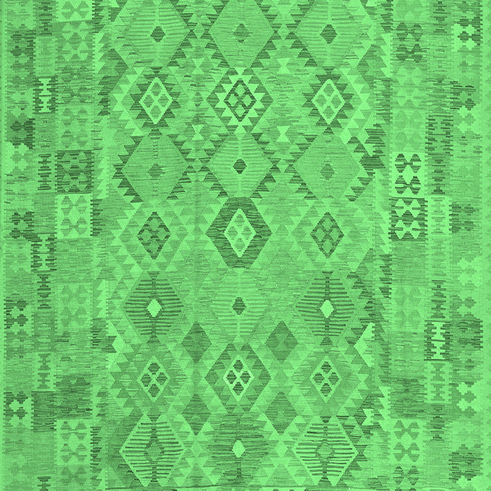 Machine Washable Southwestern Emerald Green Country Area Rugs, wshcon2211emgrn