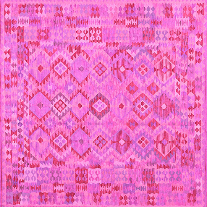 Square Machine Washable Southwestern Pink Country Rug, wshcon2211pnk