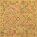 Square Machine Washable Southwestern Brown Country Rug, wshcon2211brn