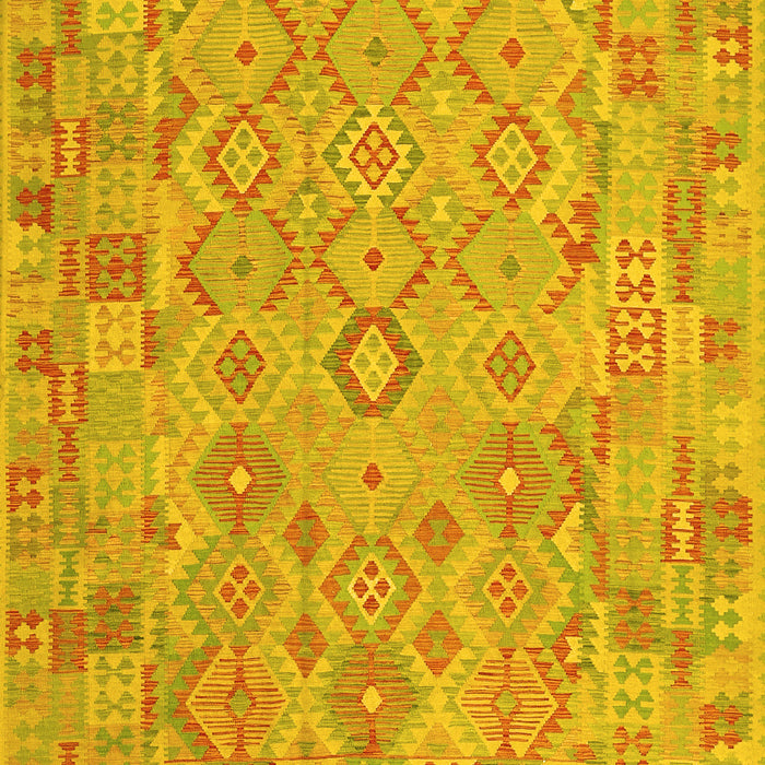 Machine Washable Southwestern Yellow Country Rug, wshcon2211yw