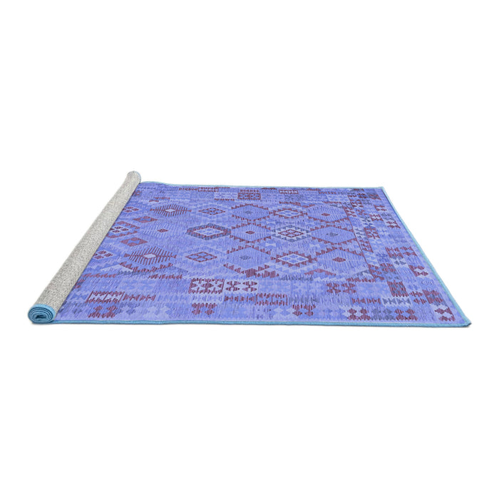Sideview of Machine Washable Southwestern Blue Country Rug, wshcon2211blu