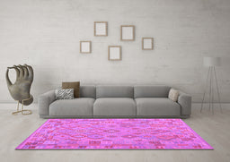Machine Washable Southwestern Purple Country Area Rugs in a Living Room, wshcon2211pur