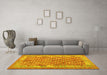 Machine Washable Oriental Yellow Traditional Rug in a Living Room, wshcon2212yw