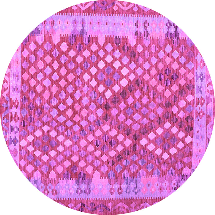 Round Machine Washable Oriental Purple Traditional Area Rugs, wshcon2212pur