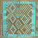 Square Machine Washable Oriental Light Blue Traditional Rug, wshcon2212lblu