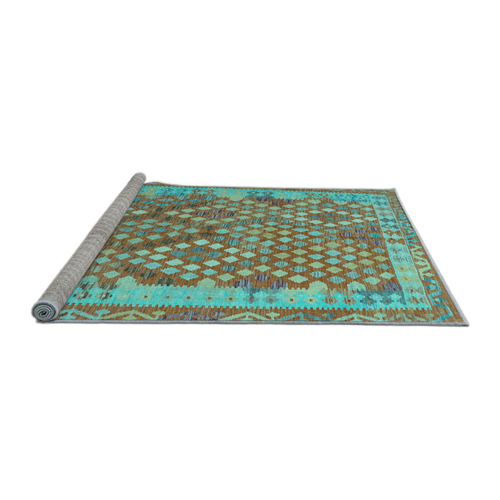 Sideview of Machine Washable Oriental Light Blue Traditional Rug, wshcon2212lblu