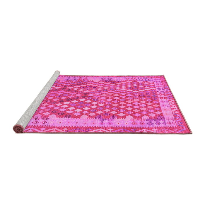 Sideview of Machine Washable Oriental Pink Traditional Rug, wshcon2212pnk