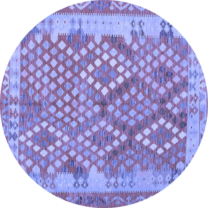 Round Machine Washable Oriental Blue Traditional Rug, wshcon2212blu
