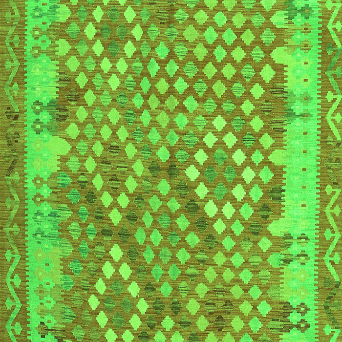 Serging Thickness of Machine Washable Oriental Green Traditional Area Rugs, wshcon2212grn