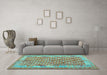 Machine Washable Oriental Light Blue Traditional Rug in a Living Room, wshcon2212lblu