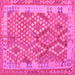 Square Machine Washable Oriental Pink Traditional Rug, wshcon2212pnk