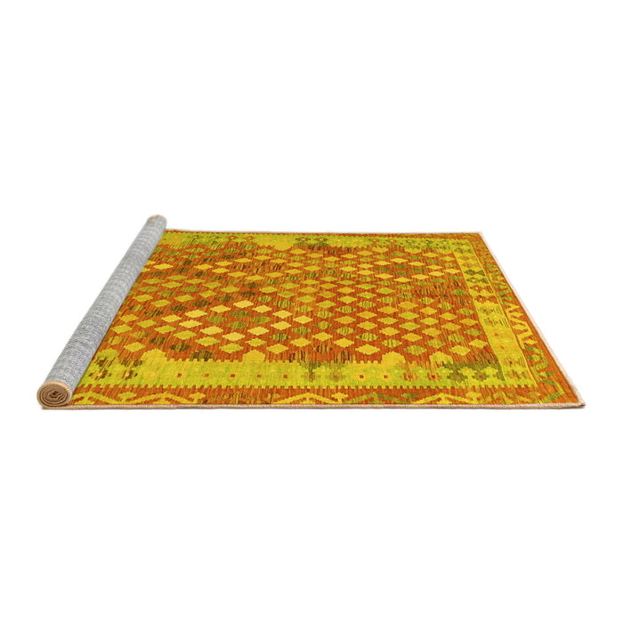 Sideview of Machine Washable Oriental Yellow Traditional Rug, wshcon2212yw