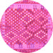 Round Machine Washable Oriental Pink Traditional Rug, wshcon2212pnk