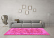 Machine Washable Oriental Pink Traditional Rug in a Living Room, wshcon2212pnk