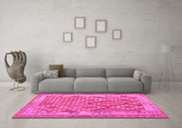 Machine Washable Oriental Pink Traditional Rug, wshcon2212pnk