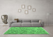 Machine Washable Southwestern Emerald Green Country Area Rugs in a Living Room,, wshcon2213emgrn