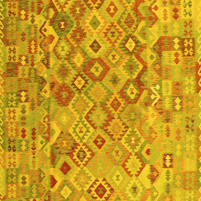 Machine Washable Southwestern Yellow Country Rug, wshcon2213yw
