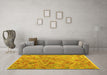 Machine Washable Southwestern Yellow Country Rug in a Living Room, wshcon2213yw