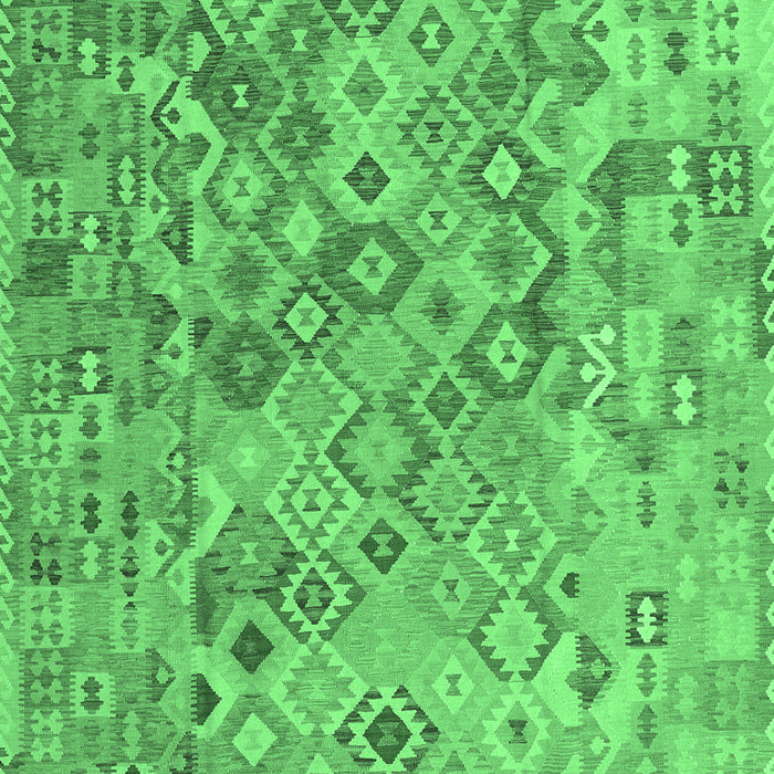 Machine Washable Southwestern Emerald Green Country Area Rugs, wshcon2213emgrn