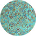 Round Southwestern Light Blue Country Rug, con2213lblu