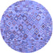 Round Southwestern Blue Country Rug, con2213blu