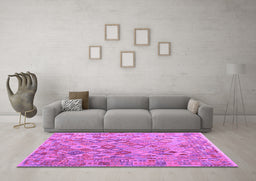 Machine Washable Southwestern Purple Country Area Rugs in a Living Room, wshcon2213pur