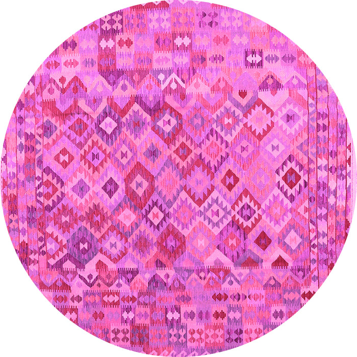Round Machine Washable Southwestern Pink Country Rug, wshcon2213pnk