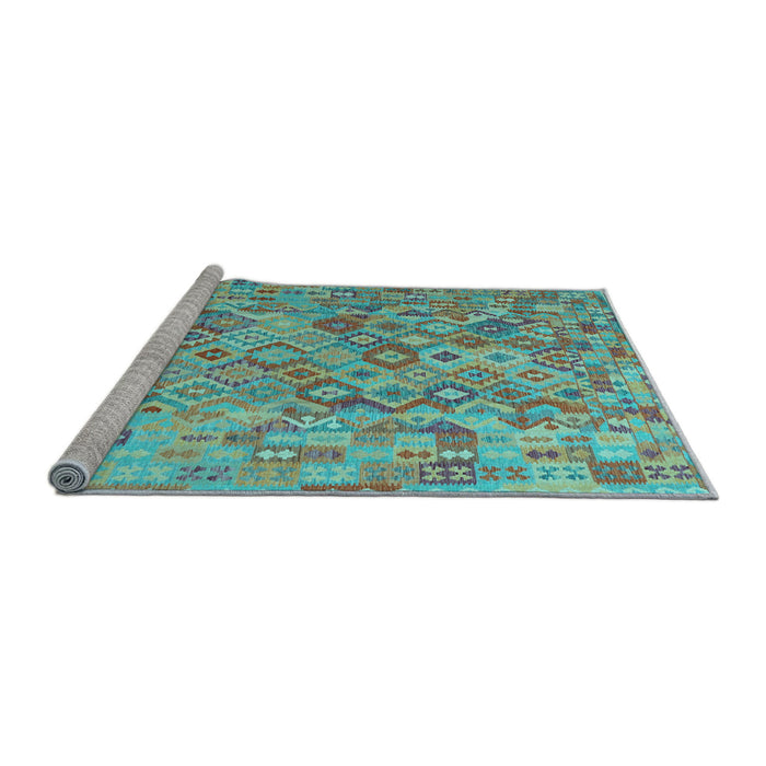 Sideview of Machine Washable Southwestern Light Blue Country Rug, wshcon2213lblu