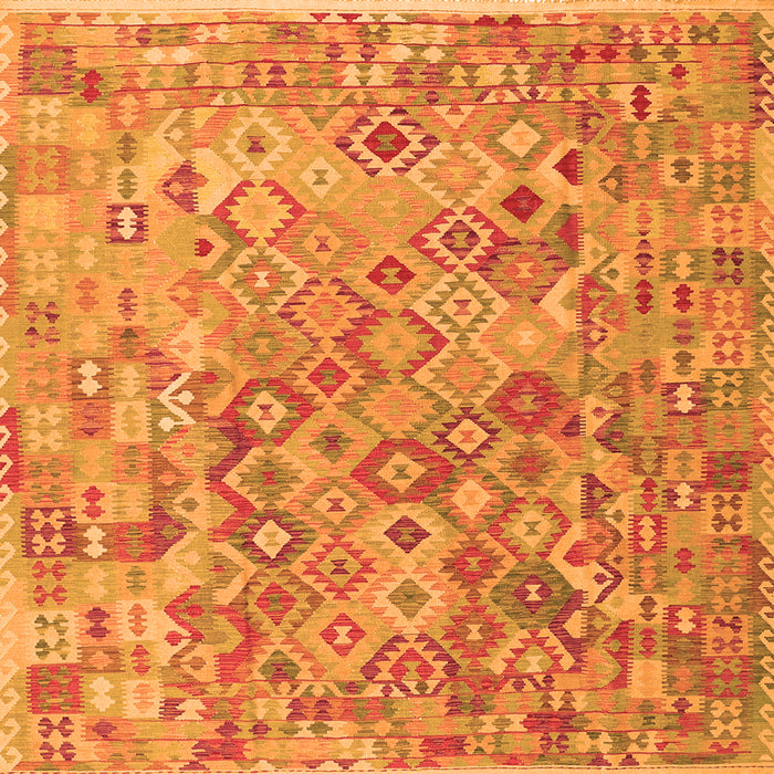 Round Machine Washable Southwestern Orange Country Area Rugs, wshcon2213org