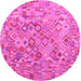 Round Southwestern Pink Country Rug, con2213pnk