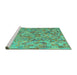 Sideview of Machine Washable Southwestern Turquoise Country Area Rugs, wshcon2213turq