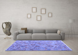 Machine Washable Southwestern Blue Country Rug in a Living Room, wshcon2213blu