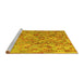 Sideview of Machine Washable Southwestern Yellow Country Rug, wshcon2213yw