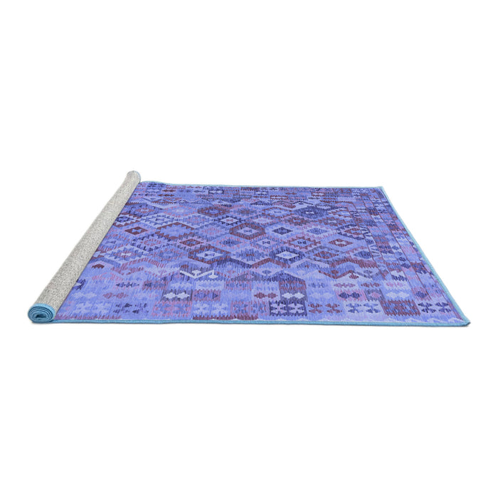 Sideview of Machine Washable Southwestern Blue Country Rug, wshcon2213blu